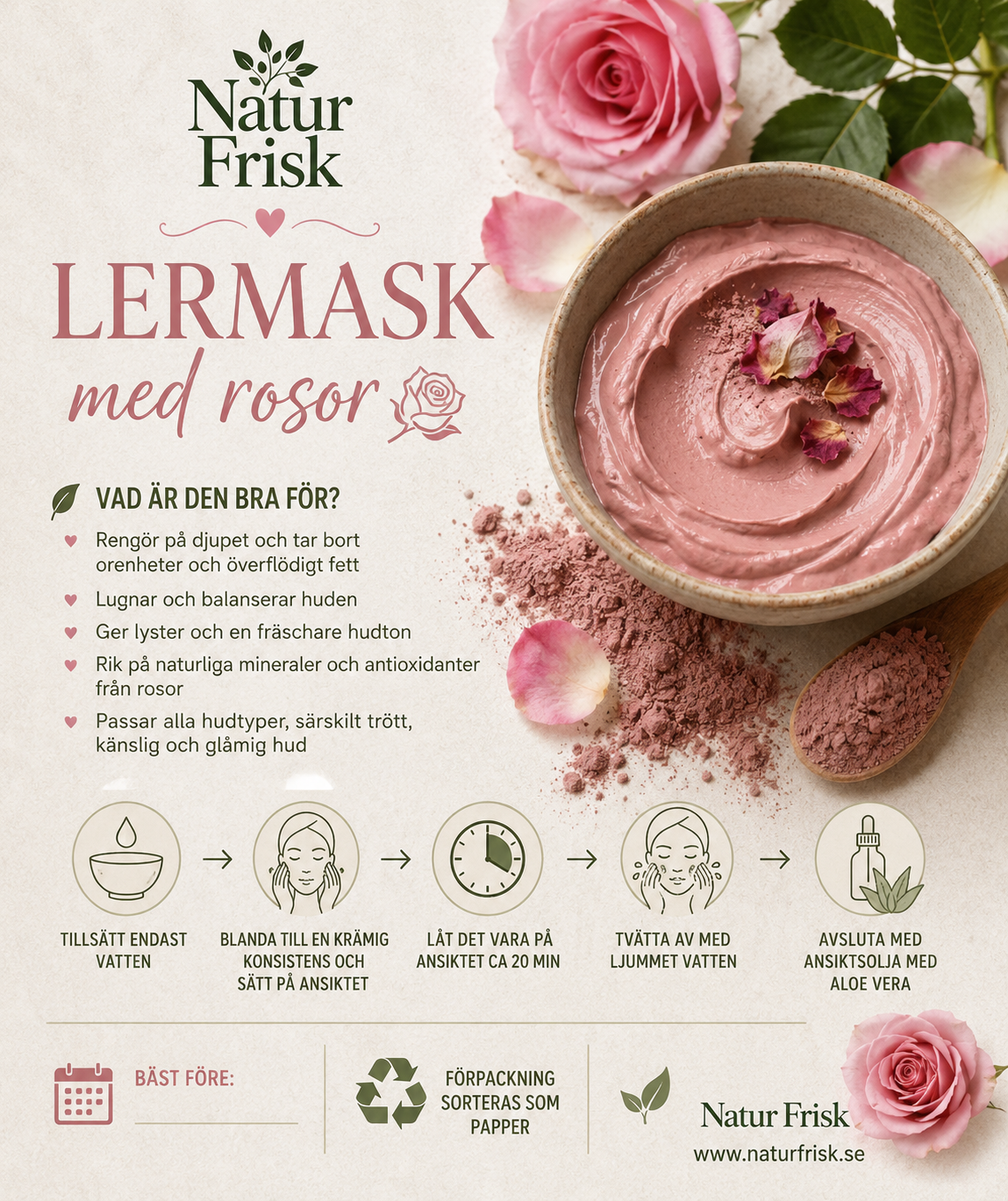Lermask med rosor